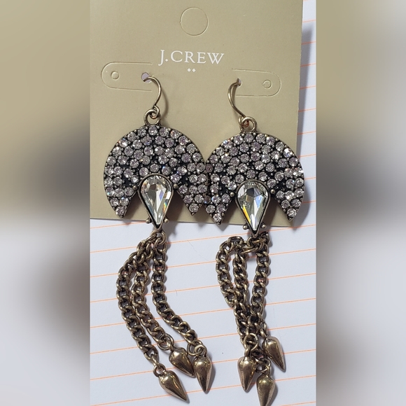 NWT J. Crew Vintage Crystal Statement Drop Earrings - Picture 1 of 1